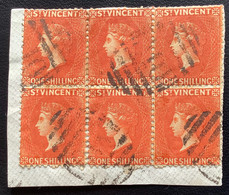 St Vincent1883-84 1s LARGEST KNOWN USED MULTIPLE, ONLY TWO KNOWN SG45 (Queen Victoria British Empire Colonies BWI RARITY - St.Vincent (...-1979)