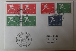 SUEDE SWEDEN 1958 FDC MATCH HALMSTAD  FOOTBALL FUSSBALL SOCCER CALCIO FUTBOL FUTEBOL FOOT FUTEBOL VOETBAL FOTBAL - 1958 – Sweden