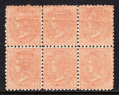 NEW SOUTH WALES — SCOTT 61a (SG 222)— 1882 1d SALMON — MH — BLOCK/6 W/PLATE FLAW - Neufs