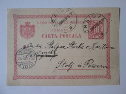 Roumanie Entier Pos.10 Bani Craiova-Stolp/Pomerania 1900/Romania Stationery Pos.mailed Craiova-Stolp/Pomerania 1900 - Briefe U. Dokumente