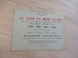 Programme Des Excursions 1931 Autocars Bus Autobus P.L.M. Majestic Garage Aix Les Bains Horaires Tarifs Destination - Europe