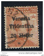 TRENTINO:  1918  SOPRASTAMPATO  -  20 C./20 C. ARANCIO  US. -  SASS. 30 - Trentin