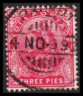 1899. INDIA. Victoria. THREE PIES. LUXUS Cancelled . - JF530260 - 1858-79 Compagnie Des Indes & Gouvernement De La Reine