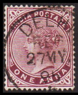 1882-1886. INDIA. Victoria. ONE ANNA. LUXUS Cancelled DELHI 27 MY 95.. - JF530261 - 1858-79 Compañia Británica Y Gobierno De La Reina