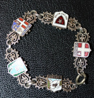 Bracelet Savoyard Métal Argenté "Armoiries De Différentes Villes De Savoie" - Pulseras