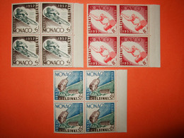 MONACO 1953- Série N°386/91 Jeux Olympiques D'Helsinki En 6 Blocs De 4 ** Bord De Feuille. Superbe - Sommer 1952: Helsinki