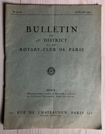 Rare Ancien Bulletin Du 73ème District Et Du Rotary-club De Paris Juillet 1951 N°67/18 - Paris