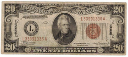 United States 20 Dollars 1934 F Federal Reserve "L-A" HAWAII Emergency Issue - Hawaii, North Africa (1942)