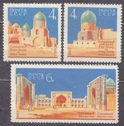 USSR Russia 1963 Ancient Architecture Samarkand Mosques Mausoleum Registan Square Religions Stamps Michel 2824-2826 - Mosques & Synagogues