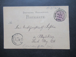 DR Reichspost 1880 Pfennig GA Mit Klaucke Stempel Nr.84 K1 Karlsruhe In Baden 2 Und Ank. K1 Magdeburg Ank - Autres & Non Classés