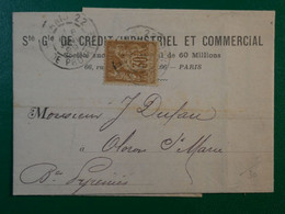 BP12 FRANCE BELLE  LETTRE PERFIN  1899 PARIS  A OLORON + SAGE 30C PERFORé+++AFFR. INTERESSANT++ - Storia Postale
