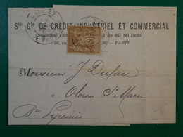 BP12 FRANCE BELLE  LETTRE PERFIN  1899 PARIS  A OLORON + SAGE 30C PERFORé+++AFFR. INTERESSANT++ - Lettres & Documents