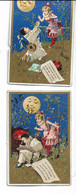 LOT 2 IMAGES TOUR EN OR AU CLAIR DE  LA LUNE ENFANTS PIERROT Années 30/50 - Kinderen