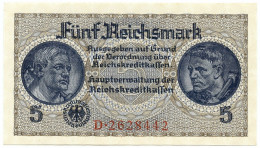 5 REICHSMARK OCCUPAZIONE TEDESCA ITALIA REICHSKREDITKASSEN 1943 FDS - Occupation Alliés Seconde Guerre Mondiale