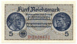 5 REICHSMARK OCCUPAZIONE TEDESCA ITALIA REICHSKREDITKASSEN 1943 FDS - Allied Occupation WWII