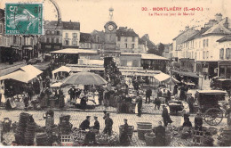France - Montlhéry - La Place Un Jour De Marché - Animé - Horloge - Edit. Ch. Maire - Carte Postale Ancienne - Palaiseau