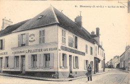 CPA 91 MENNECY / LA RUE DE MILLY / RESTAURANT / CAFE PELLETIER - Mennecy