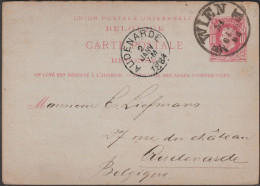 Belgique 1884, Carte Réponse Payée à 10 C Oblitérée Vienne / Wien 31 Décembre 1883, Arrivée L'année Suivante à Audenarde - Antwoord-betaald Briefkaarten