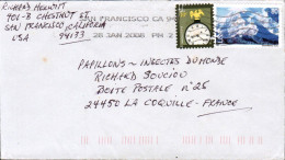 USA ETATS UNIS AFFRANCHISSEMENT COMPOSE SUR LETTRE DE SANTA FRANCISCO POUR LA FRANCE 2008 - Covers & Documents