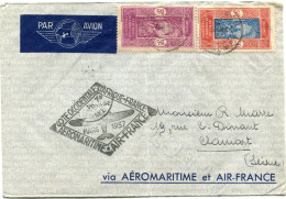 DAHOMEY LETTRE PAR AVION AVEC CACHET ILLUSTRE " 1er VOYAGE MARS 1937 " DEPART COTONOU ?-?-37 DAHOMEY POUR LA FRANCE - Briefe U. Dokumente