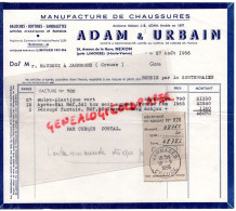 87 - NEXON - FACTURE ADAM & URBAIN- MANUFACTURE CHAUSSURES - 24 AVENUE GARE-BOTTINES GALOCHES-  1956-MAUDEUX JARNAGES - Kleding & Textiel