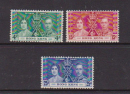 HONG  KONG    1937    Coronation    Set  Of  3    MH - Nuevos