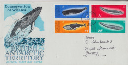 British Antarctic Territory (BAT) 1977 Conservation Of Whales 4v FDC Ca Halley 4 JAN 1977  (HA156B) - FDC