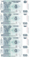 CONGO 100 FRANCS 2013 UNC P 98 B ( 5 Billets ) - Sin Clasificación