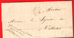 ZUS-46  RARE Lettre Du Syndic De Lucens écrite En 1855 Au Syndic De Vallorbe. Cachet Lucens - ...-1845 Voorlopers