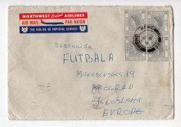 1960?  HONG KONG,GREAT BRITAIN,4 X 4.5 CENTS STAMPS,AIRMAIL TO YUGOSLAVIA,NORTHWEST ORIENT AIRLINES COVER - Briefe U. Dokumente