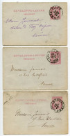 Belgium 1888-89 3 10c. King Leopold II Letter Envelopes; Bruxelles To Namur - Omslagbrieven