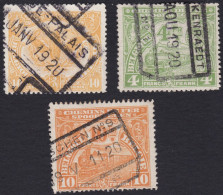 BELGIQUE, 1920, Chemins De Fer ( COB TR84, 97, 99 ) - Usados