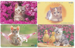 CARTE TELEPHONIQUE PHONECARD TELEPHONE CARD 4 X CAT CHAT KAT NTT JAPON - Chats