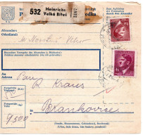 57540 - Deutsches Reich / Boehmen & Maehren - 1944 - 4K Hitler MiF A PaketKte HEINRICHS -> BRANKOWITZ - Lettres & Documents