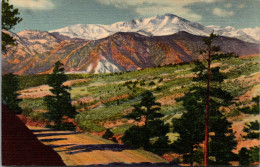 Colorado Pikes Peak Region Rampart Range Road And Pikes Peak Curteich - Rocky Mountains