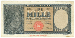 1000 LIRE FALSO D'EPOCA ITALIA ORNATA DI PERLE MEDUSA 20/03/1947 MB/BB - [ 8] Falsi & Saggi