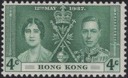 Hong Kong 1937 MNH Sc 151 4c KGVI Coronation Variety - Nuevos