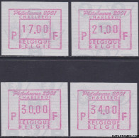 België 2001 - Mi:autom 44, Yv:TD 52, OBP:ATM 104 Set, Machine Stamp - XX - Philabourse 2001 - Mint