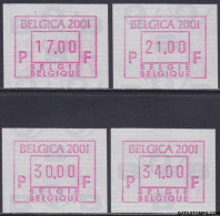 België 2001 - Mi:autom 45, Yv:TD 53, OBP:ATM 105 Set, Machine Stamp - XX - Belgica 2001 - Mint