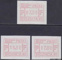 België 1982 - Mi:autom 2, Yv:TD 5, OBP:ATM 6A Set, Machine Stamp - XX - Belgica 82 Special Issue - Mint