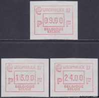België 1987 - Mi:autom 8, Yv:TD 14, OBP:ATM 65 Set, Machine Stamp - XX - Europhilex - Mint