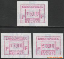 België 1997 - Mi:autom 34, Yv:TD 43, OBP:ATM 94 Set, Machine Stamp - XX - Carolophilex 97 Junex 97 - Mint