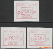 België 1987 - Mi:Autom 6, Yv:TD 12, OBP:ATM 63 Set, Machine Stamp - XX - Bruphila - Mint