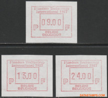 België 1987 - Mi:Autom 7, Yv:TD 13, OBP:ATM 64 Set, Machine Stamp - XX - Flanders Technology - Mint