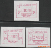 België 1987 - Mi:autom 9, Yv:TD 15, OBP:ATM 66 Set, Machine Stamp - XX - Junex 87 - Mint