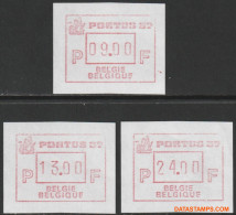 België 1987 - Mi:autom 10, Yv:TD 16, OBP:ATM 67 Set, Machine Stamp - XX - Portus 87 - Mint