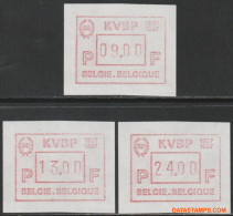 België 1988 - Mi:autom 11, Yv:TD 17, OBP:ATM 68 Set, Machine Stamp - XX - K.v.b.p. - Mint