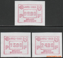 België 1988 - Mi:autom 15, Yv:TD 21, OBP:ATM 72 Set, Machine Stamp - XX - Bch 1913-1988 - Neufs