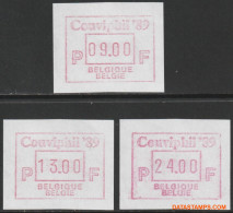 België 1989 - Mi:autom 17, Yv:TD 23, OBP:ATM 74 Set, Machine Stamp - XX - Couviphil 89 - Mint