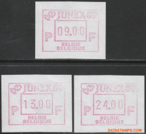 België 1989 - Mi:autom 18, Yv:TD 24, OBP:ATM 75 Set, Machine Stamp - XX - Junex 89 - Mint